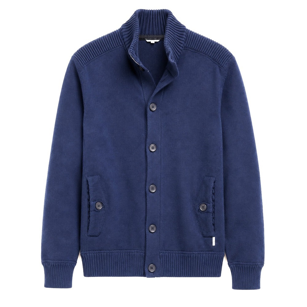 Ted Baker Cardigan Jacket Size 4 (L) Blue Zip & Button Fleece Minimal Preppy